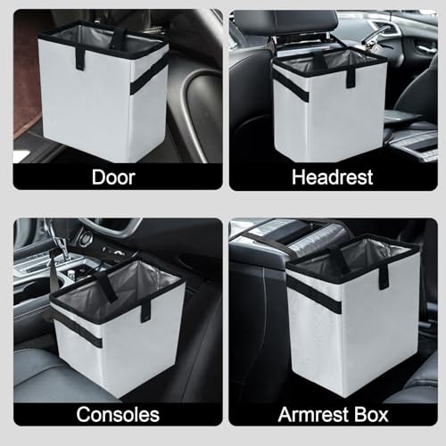 Image of Homelove Car Trash Can, Leak-Proof Waterproof Trash Bin Collapsible Portable Auto Garbage Bag Large Capacity Trashcan Storage Bag Multipurpose Car Organizer Hanging (Light-Gray)