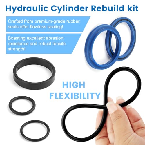 Image of Hydraulic Log Splitter Cylinder Rebuild Seal Kit for 4.0 inch Bore x 1.75 inch Rod Cylinder, Replace for Huskee Log Splitter Parts Hydraulic Cylinder Rebuild Kit (Pack of 11)