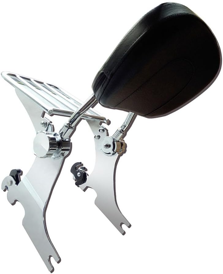 Sissy Bar - Chrome Adjustable Detachable Passenger Backrest Sissy Bar with Luggage Rack for 1994-2003 Harley Davidson Sportster XL 883 & 1200 (Requires Separate Purchase of Docking Hardware Kit)