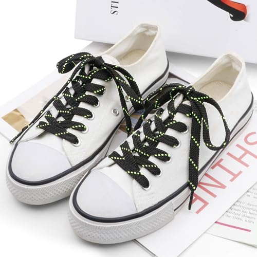 Image of Flat Shoelaces Multicolor Twill Point Thick Shoe Lace Shoestring 2 Pair