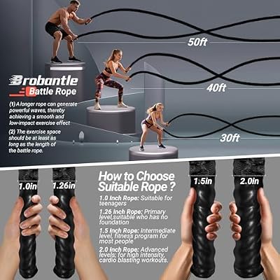 Battle Rope 1/1.26/1.5/2 Inch Diameter,Pink 30FT/40FT/50FT Exercise Workout Ropes for Home Gym Heavy Weighted Training Rope for Working Out