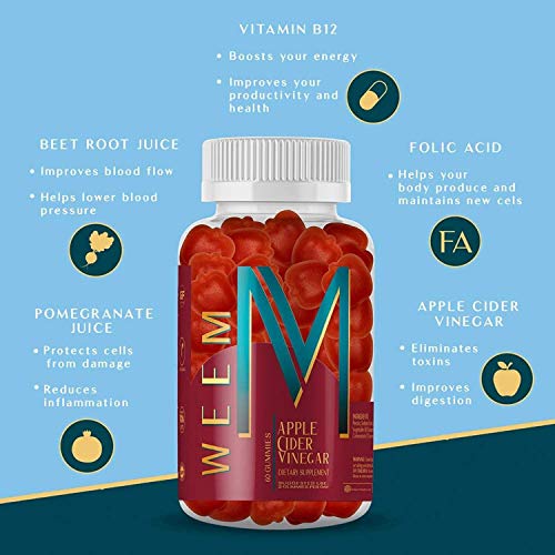 Weem Gummies Health Bundle - 3 Pack: Apple Cider Vinegar, Hair Skin And Nails & Immune Support- Natural, Vegan - Gluten Free #TOP1