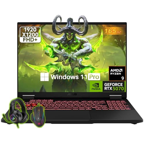 Image of ASUS TUF Gaming A16 Laptop, NVIDIA Geforce RTX 5070, AMD Ryzen 9 270 (Max 5.2GHz, 24MB Cache), 16 inch FHD+ 165Hz LCD Display, 64 GB DDR5, 1 TB SSD, WiFi 6E, Efficient Cooling, Windows 11 Pro, Accessories