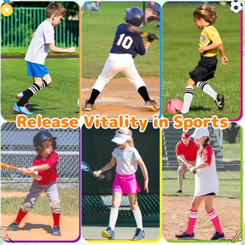 Image of Olreco 1 Pack Toddler Kids Youth Soccer Socks Girls Boys Baseball Socks Youth Knee High Softball Football Accessories Cotton
