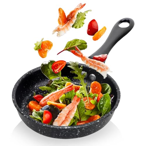 Celestia Sartén antiadherente, mini sartén para exteriores, vajilla de cocina, sartén para camping, sartén con mango, olla resistente al calor, antiadherente para cocina de gas, cocina de inducción