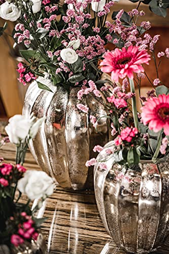 MichaelNoll Vaas bloemenvaas pot pot pot decoratieve vaas aluminium zilver decoratie modern van metaal, woonkamer en keuken, 17 cm - Afbeelding 6