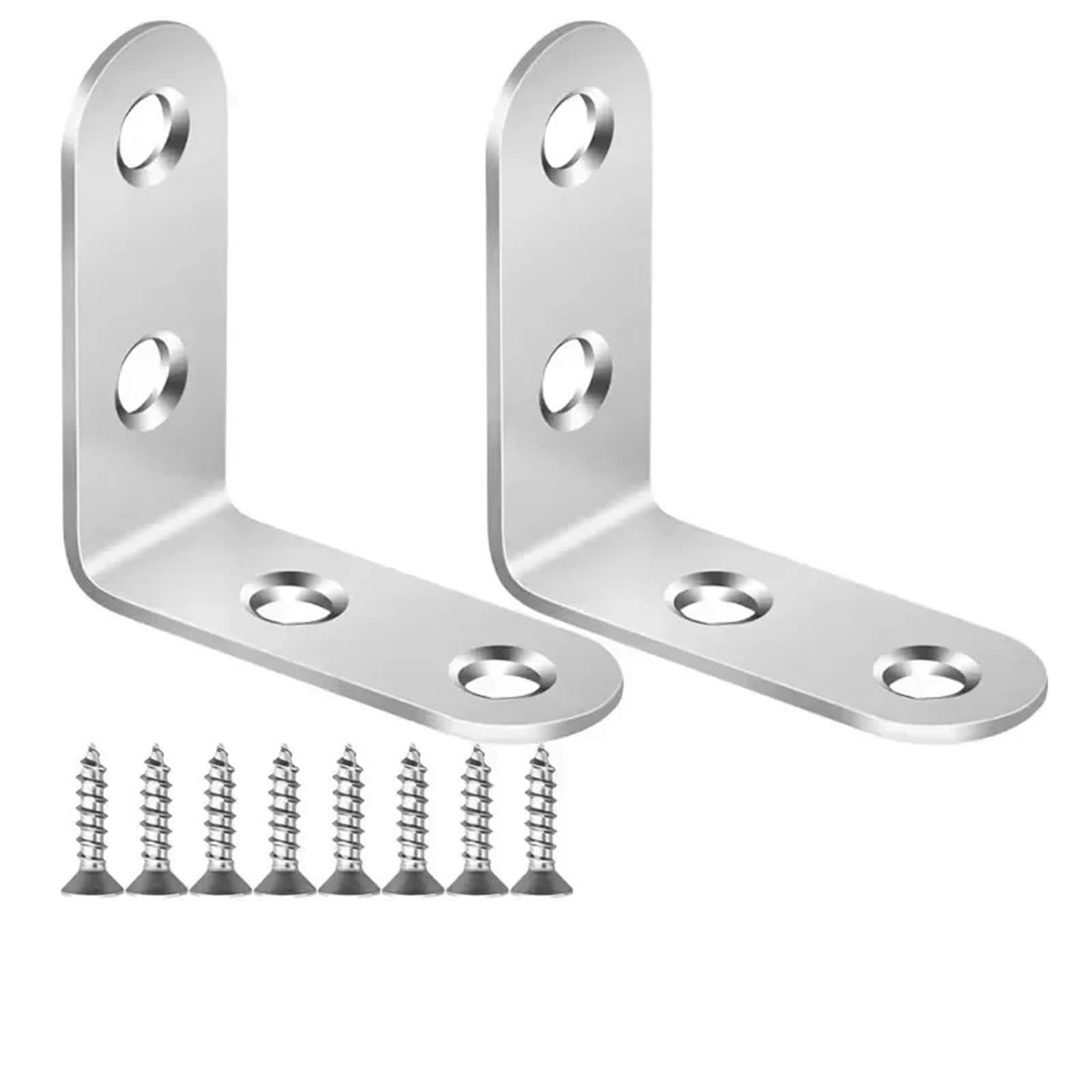 Dsfihjo 2Set-4X4cm Color 04 Stainless Steel L Bracket Corner Brace With Screws 90°Angle Joint Brackets Wood Cabinet Connector Support Frame Shelf Fastener