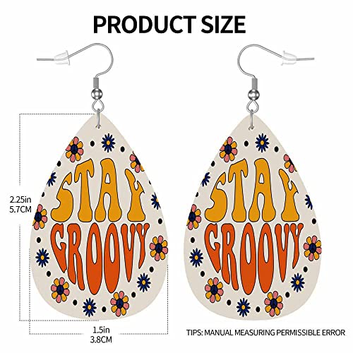 Leather Earrings for Women Teardrop Double-Sided Dangle Lightweight Leaf Earrings4