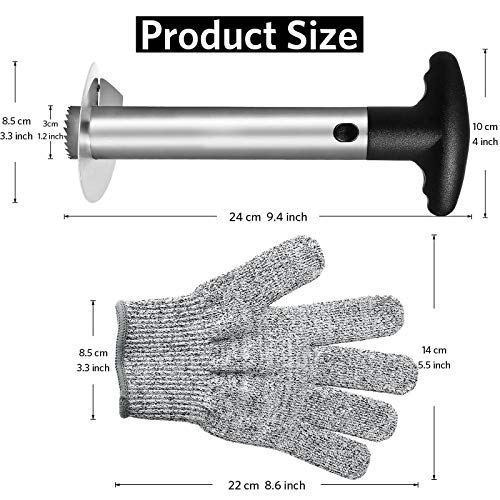 Asdirne Pineapple Cutter, Pineapple Corer with Food Grade Stainless Steel Blade and ABS Grip, Pineapple Peeler with A Cut-Proof Glove, 9.4 Inch, Black - Thumbnail 5