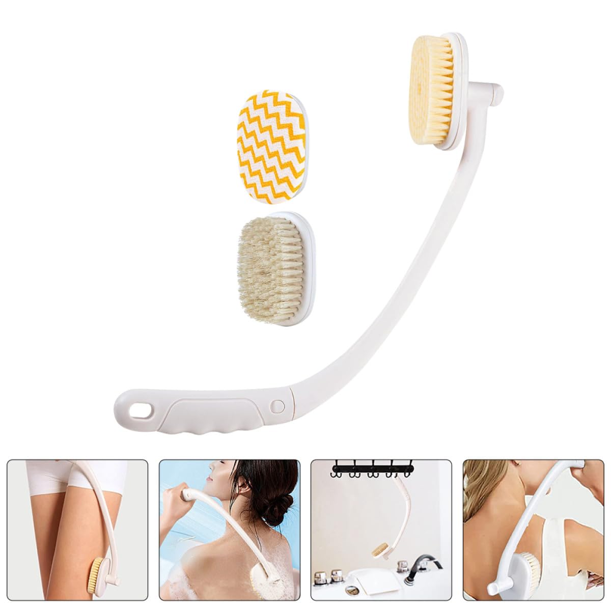 HOMSFOU Cepillo de Ducha para Exfoliación de Espalda con Mango Largo y Curvo de Abs Anti Deslizante y Masaje Corporal Ducha Adecuado para Alcanzar Zonas Difíciles