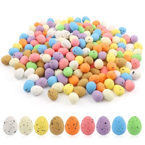 Zornaveli 200Pcs Mini Easter Foam Eggs Mini Eggs Pastel Easter Foam Speckled Egg Bird Egg for Basket Fillers Spring Party Favors Home Centerpiece Decor
