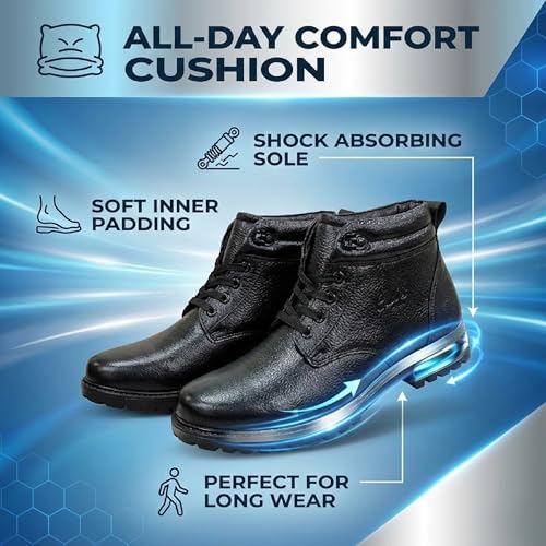 Image of Dvoy'X Men's Stylish Ankle Boots for Man | Premium Leather Look Lace-Up Boots | Super Comfortable Cushioned Sole | Casual & Formal Wear | Durable Affordable Everyday Footwear |