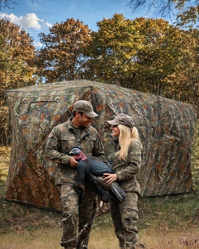 Hunting Blind, Pop Up Ground Blinds with 270° See Through Windows and Silent Magnetic Door, Lightweight for Outdoor Hunting
