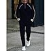 Men's fashion casual shirt jogging pants two-piece set, half zip long sleeved top pants sports set (14,M)