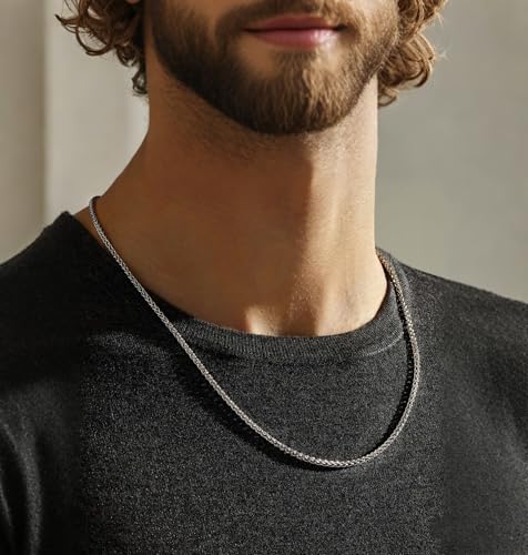 2.5mm/3mm/4mm Silver Stainless Steel Wheat Chain Necklace Jewelry for Men4