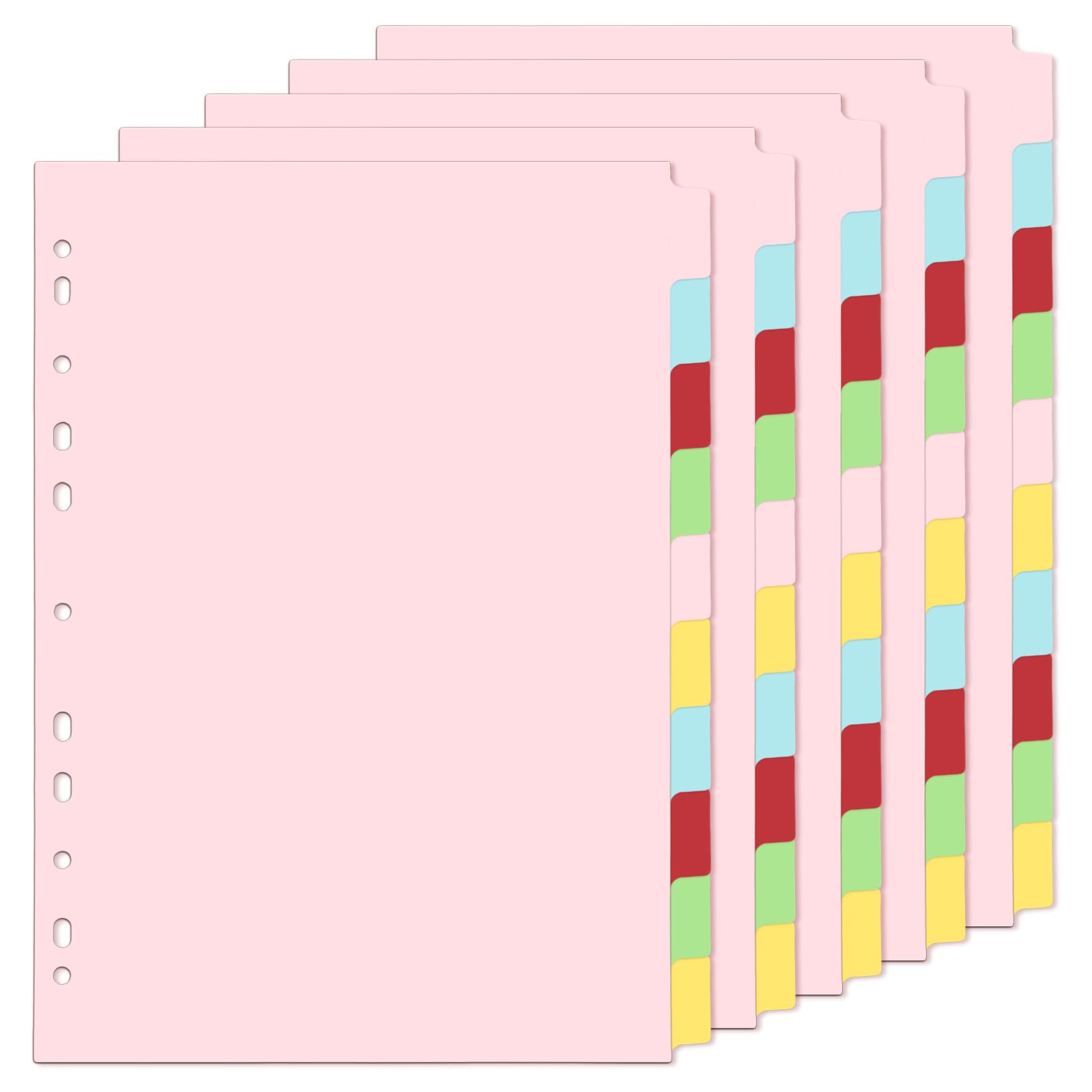 File Dividers A4, 5 Pack 10 Part Folder Dividers Coloured Multi Hole Punched A4 Dividers Tabbed Index Divider for Lever Arch Files Ring Binders Office School Index Dividers โ image 1