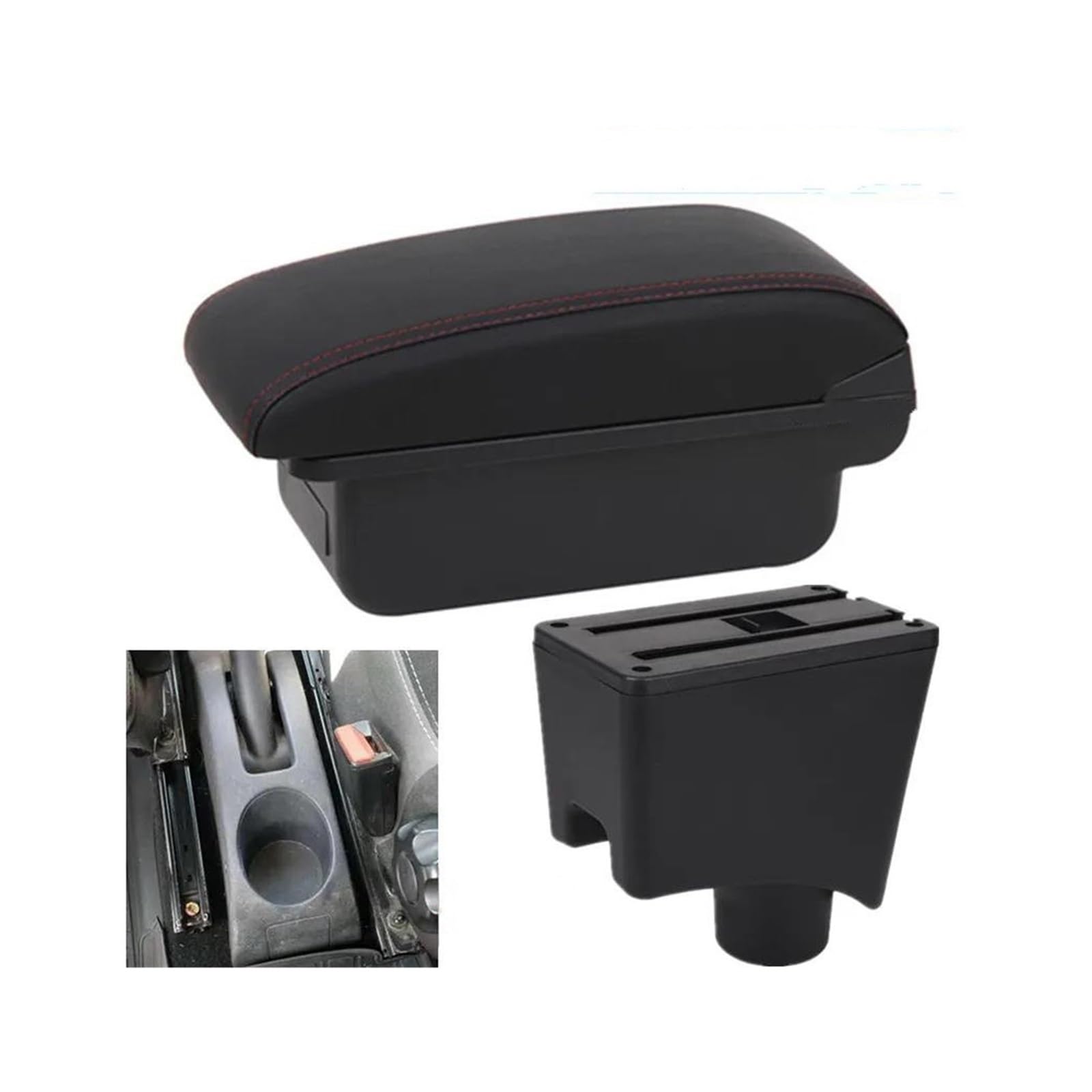 OOPUHKSY For Dacia For Renault For Sandero For Logan 2 Armrest Car Armrest Box Storage Box Car Accessories(A1 red line No USB)