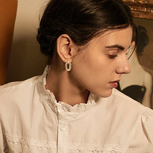 FASACCO Gold Clip On Hoop Earrings for Women Fashion Clip on Earrings Twist Round Geometric Chunky Hoop Clip Earrings No Piercing Fake Earrings3