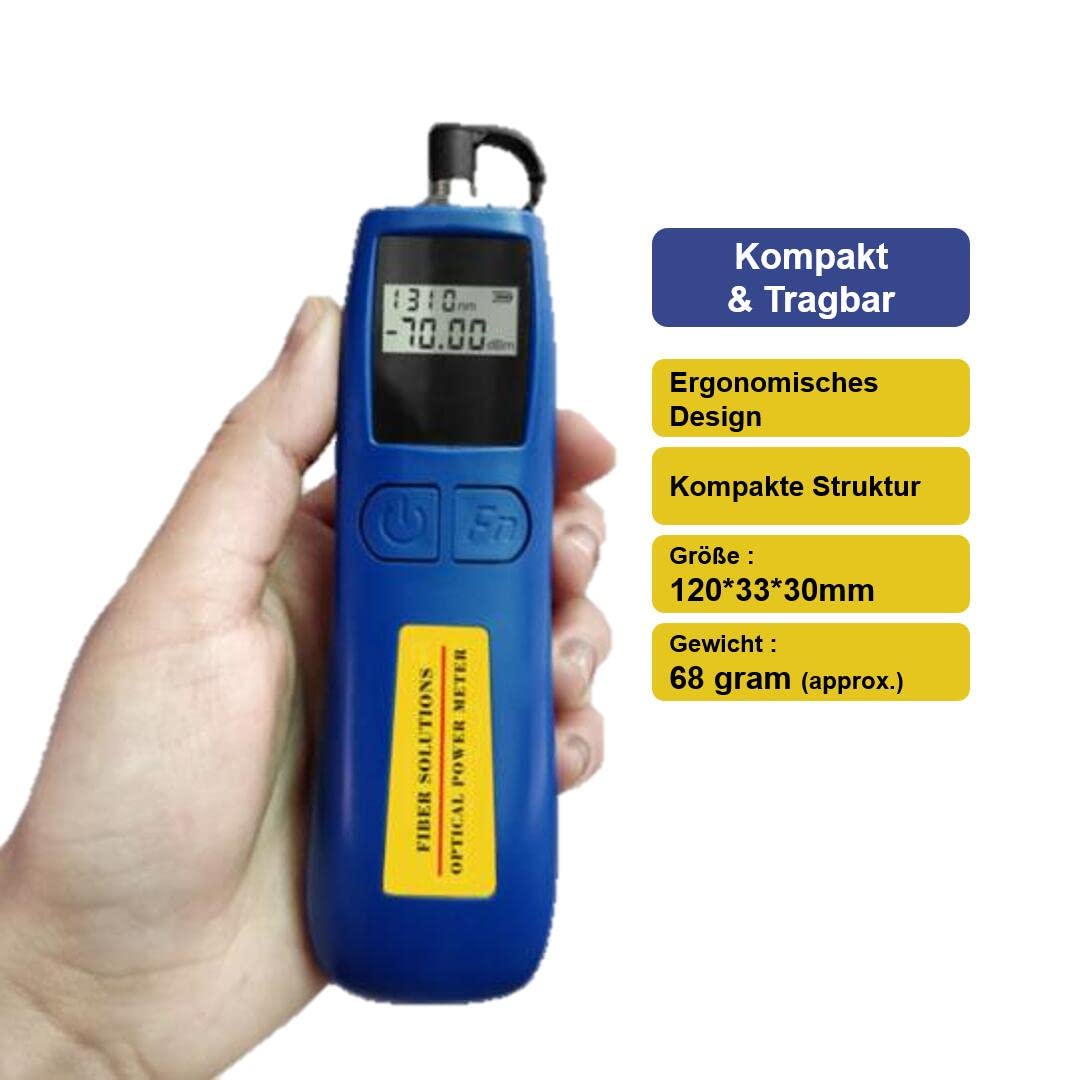 Optischer Leistungsmesser Mini Optical Power Meter -70~+10dBm 6 kalibrierte Wellenlängen Glasfaser hohe Präzision 68g
