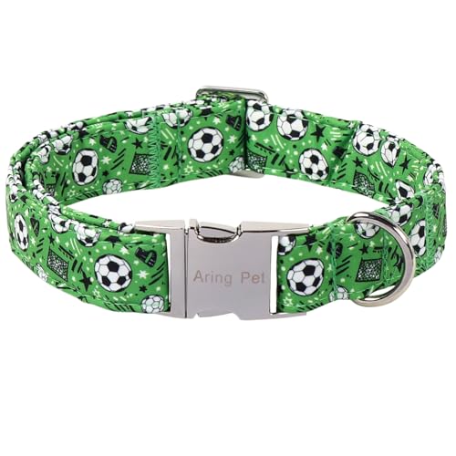 Image of ARING PET Boy Dog Collar for Puppy Small Medium Large Dogs-Green Soccer M