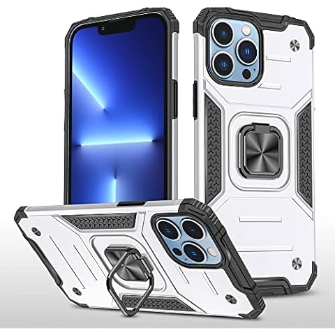 IQeer for iPhone 14 Pro Max Case, [360°Kickstand Ring] [Magnetic Car Holder][Military Grade Drop Protective] Heavy-Duty Shockproof Phone Cover Case for iPhone 14 Pro Max Case 6.7'', 2022 (Silver) Cover