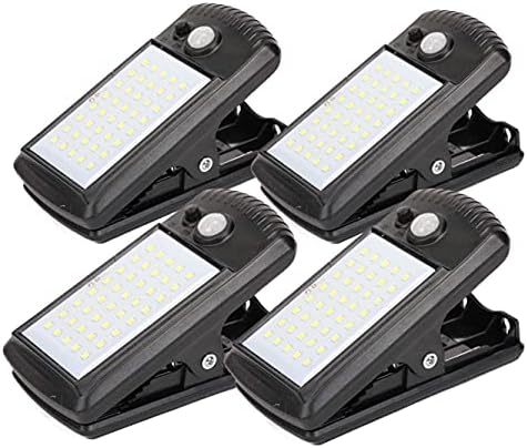 4 Pack Solar Motion Sensor Security Umbrella Light,Clip on Lights Outdoor with 40 LED,2 Modes Wireless Waterproof for Patio Wall Garage Hiking Camp Tent Portable Emergency Lighting
