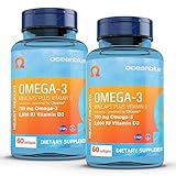 Oceanblue Omega-3 Minicaps with Vitamin D3 – 60 ct – 2 Pack – Small Easy to Swallow Fish Oil...