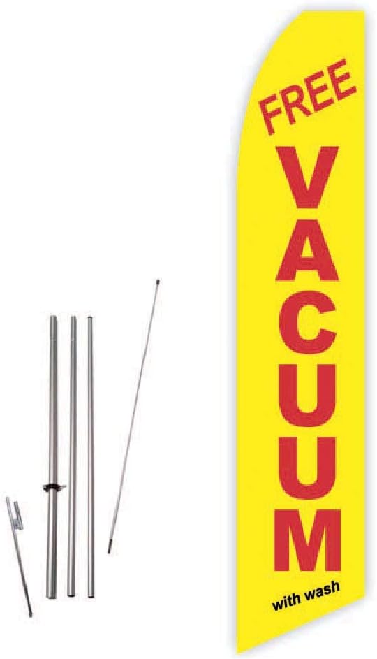 Free Vacuum with Wash (Yellow) Super Novo Feather Flag - Complete with 15ft Pole Set and Ground Spike