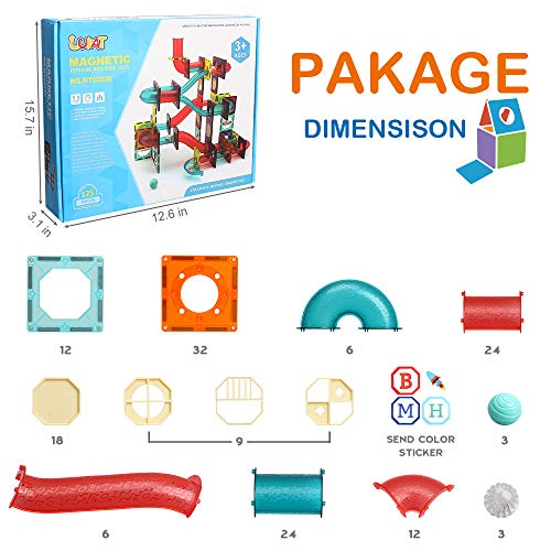 LUKAT Magnetic Tiles, 125 Piece Pipe Magnetic Blocks for Toddlers, 3D Magnets Toys, STEM Toy Children Magnetic Tiles Building Set Gift for Kids Boys Girls 3 4 5 6 7 8+ Year Old