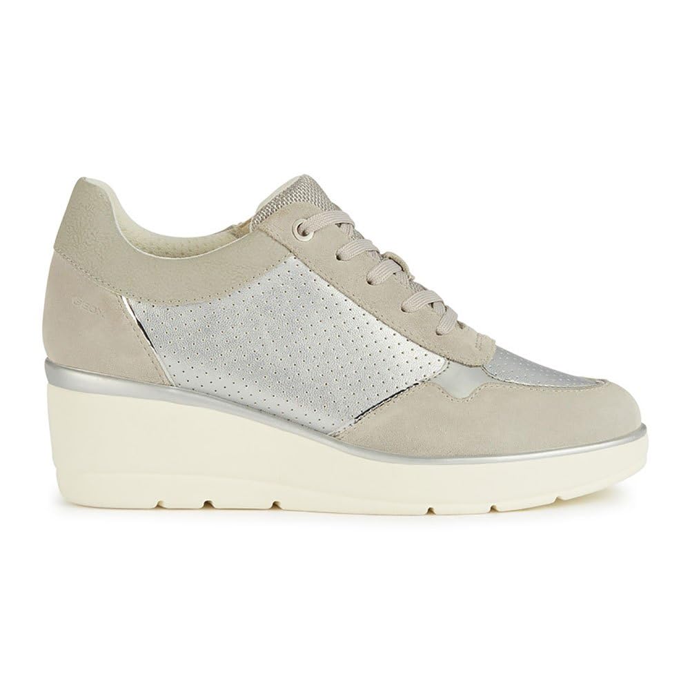 Geox Women's D Ilde A Sneakers, Silver Lt Grey., 6 UK