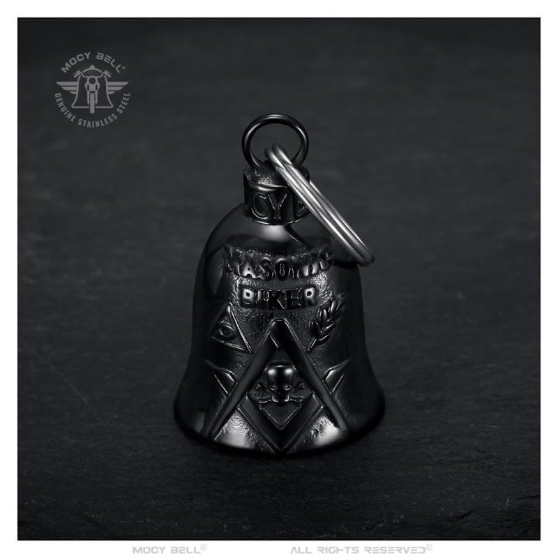 Moto campana MASONIC BIKER Portafortuna MOCY BELL Acciaio inox nero