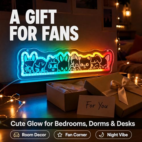 Image of K-Pop LED Neon Sign - K POP Music-Themed Wall Art | 42x11cm (16.5x4.3in), USB-Powered, For Fans, Dorm Bedroom Gaming Setup