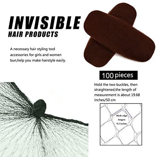 Hair Net 100 Pcs, Smilco 20 Inches Elasticity Invisible Elastic Mesh Wig Nets For Hair Bun Making Ballet Dancer Kitchen Food Serive (Brown) #TOP4