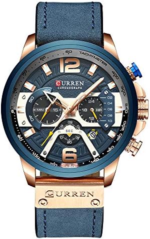 Curren Mens Quartz Analog Calendar Fashion Waterproof Leather Band Wrist Watch