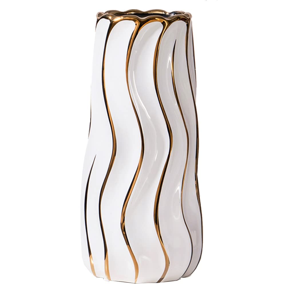 Ceramic vase， Minimalist Wave Pattern Table Vase