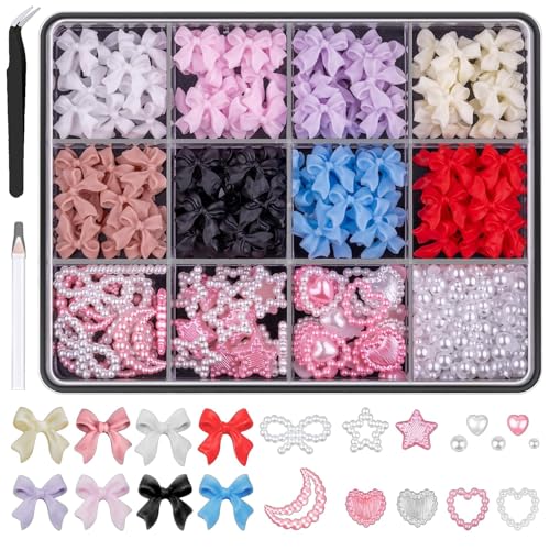 500 szt. 3D paznokcie charms charms paznokcie Nail Art Charms kokardka do paznokci Charms paznokcie Nail Art szlifowanie dekoracja paznokci z narzędziem do nagrywania dla kobiet i dziewcząt akcesoria