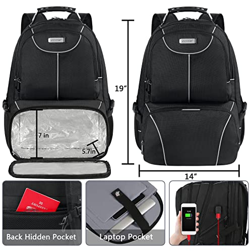 Lunch-Bag-Backpack-Insulated-Cooler-Lunch-Box-Backpack-Extra-Large-Travel-Laptop-Backpack-TSA-Friendly-RFID-Durable-Computer-College-School-Bookbag-with-USB-Port-for-Women-Men-Fits-173-Inch-Laptop