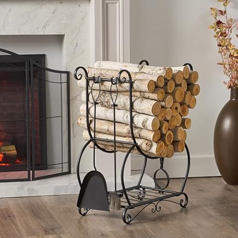 CHARMMA Log Rack and Tools 23.25x11.75x29.25inch(LxWxH),8.6lbs Cover