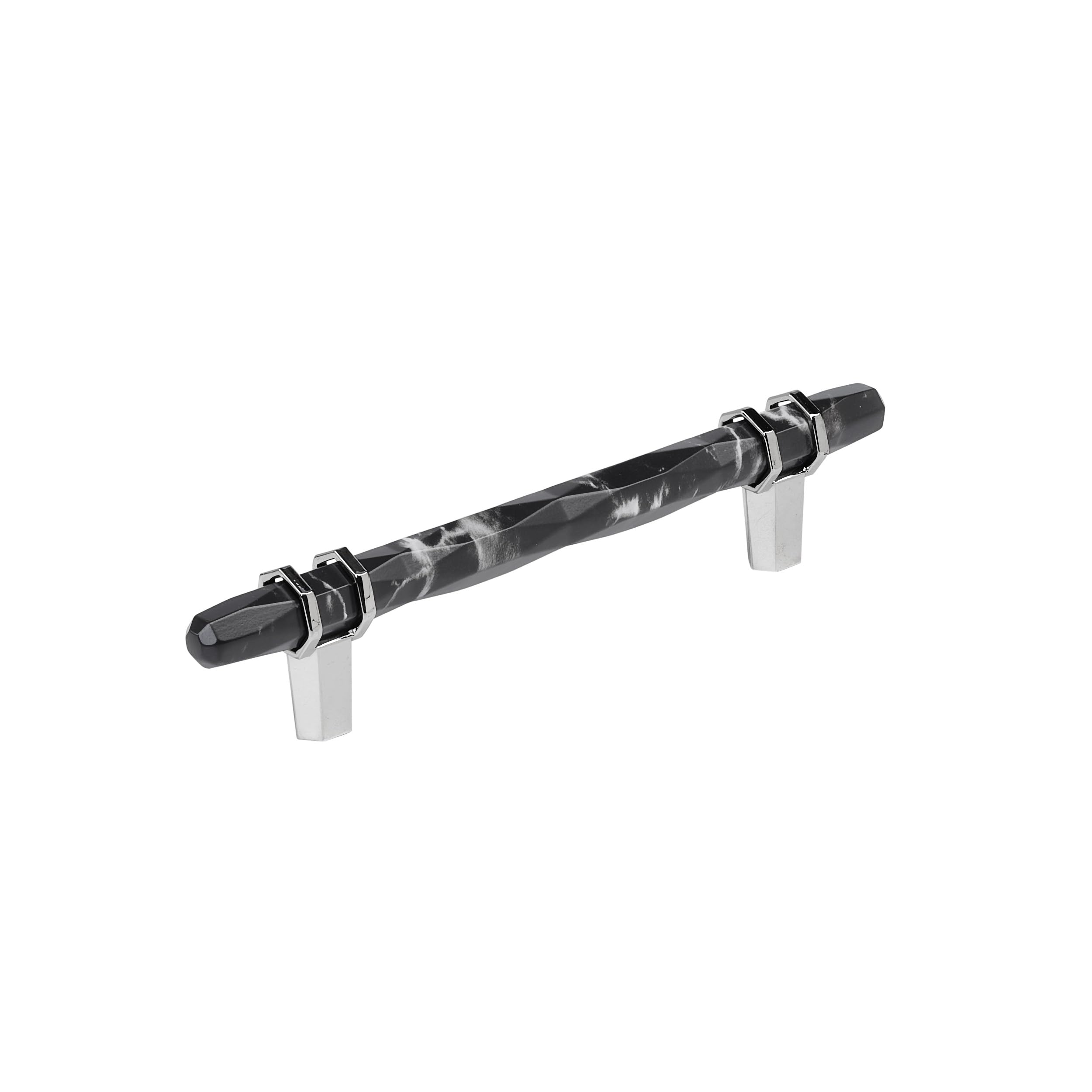 Amerock 5-1/16" Carrione Marble Black/Polished Chrome Drawer Pull