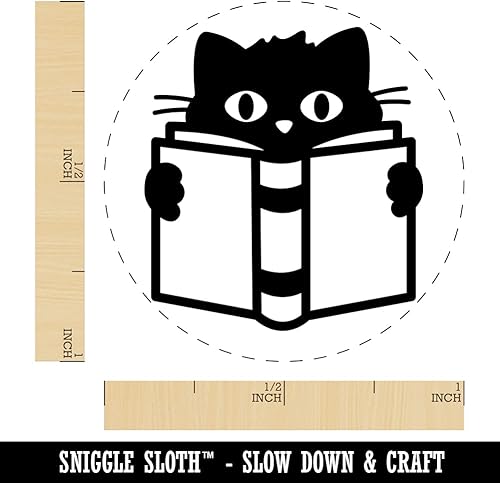Miniatura 9 de Libro de lectura para gatos, sello de goma autoentintado para sellar planificadores de manualidades, tamaño pequeño de 34 pulgadas, tinta verde