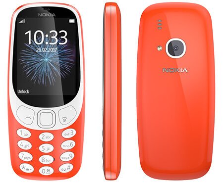 Nokia 363001 3310-Handy (6,09 cm (2,4 Zoll) Display, Dual SIM, MicroSD Speicherkartenleser, 1200 mAh Akku) rot