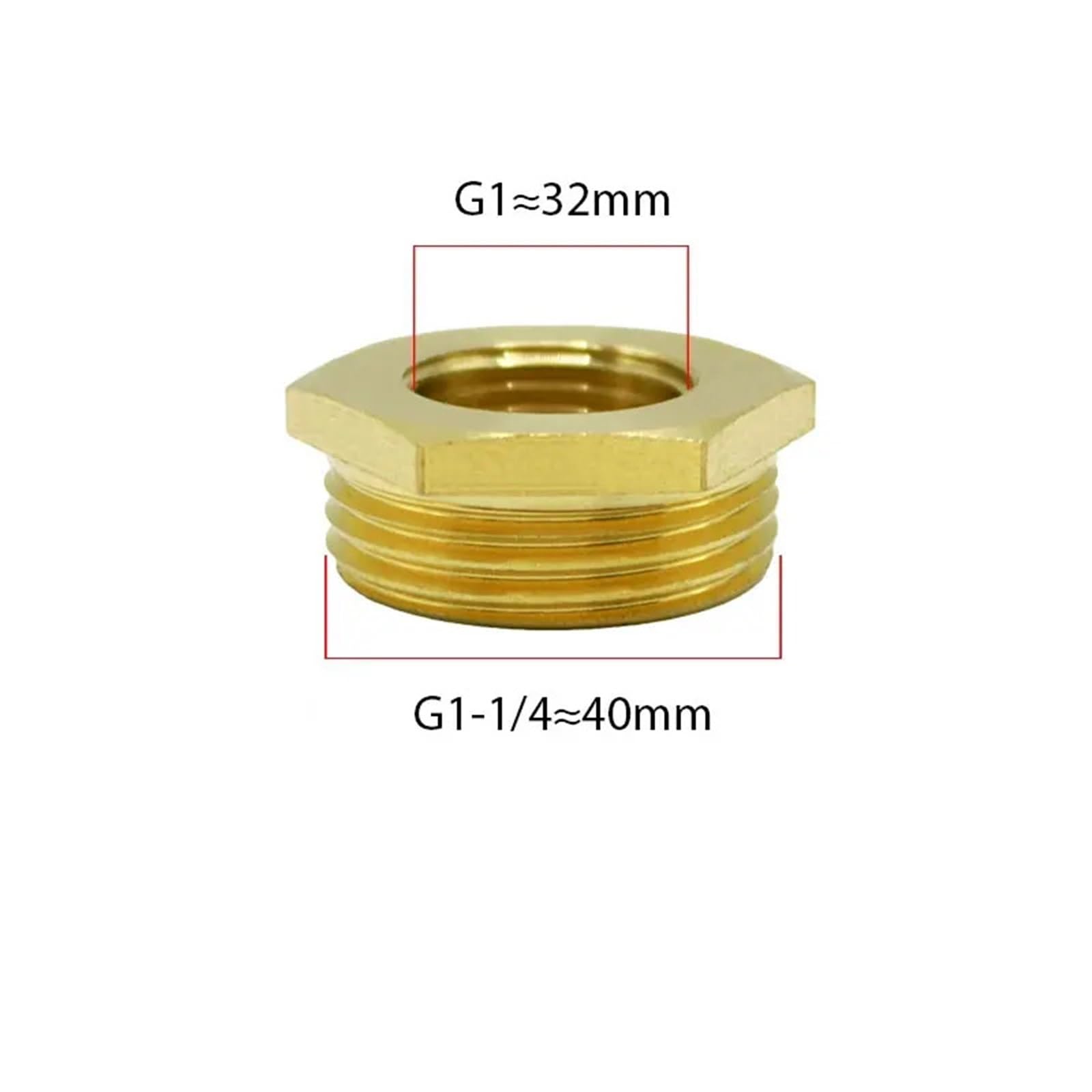 Boccola Di Riduzione In Ottone 5PCS 1/8 "1/4" 3/8 "1/2" 1 "2" Diametro interno esterno Filettatura maschio a femmina Connettori for tubi in ottone Accoppiatore Adattatore Raccordo comune(G2 to G1.5)