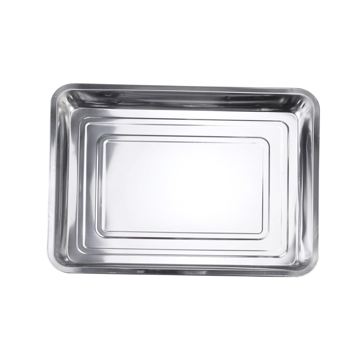 Stainless Steel BBQ Tray Dish Tray 45x35x4.8cm Washer Grill Plate No Rust Smooth Surface