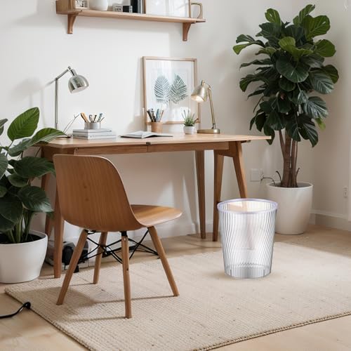 Image of Honeydak 4 Pack White Garbage Can Lightly Threaded Trash Can Plastic Vertical Translucent Trash 12l Large Capacity for Bathroom Bedroom Office Decorative 8. 39 x 9. 84 Inch
