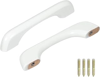 uxcell 5Pcs Wood Drawer Pulls Handles Set 96mm/3.78" Hole Spacing Beech Wood Kitchen Cabinets Knobs Handle Dresser Furniture, White