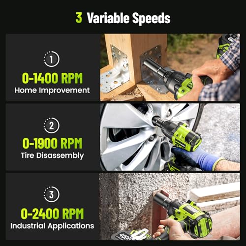 Image of Robustrue 1400N.m (1032ft-lbs) Cordless Impact Wrench, 1 /2 inch Brushless High Torque Impact Gun, 11Pcs Tire Repair Kit, 2x4000 mAh Batteries, Fast Charger, Impact Driver for Car Home /Truck RV /Mower