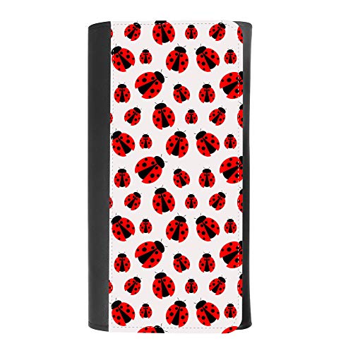 (Ladybug Pattern) women's Patterned Leather Buckle Trifold Wallet Bag Pouch Holster With Credit Card Holder insurance for smartphones