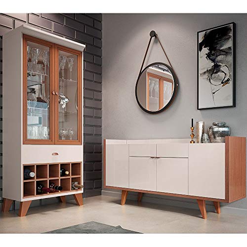 Kit Para Sala de Jantar Aparador 04 Portas Havana B01 com Cristaleira Luma Off White Nature - Lyam Decor 3 51Kq-OC0OpL
