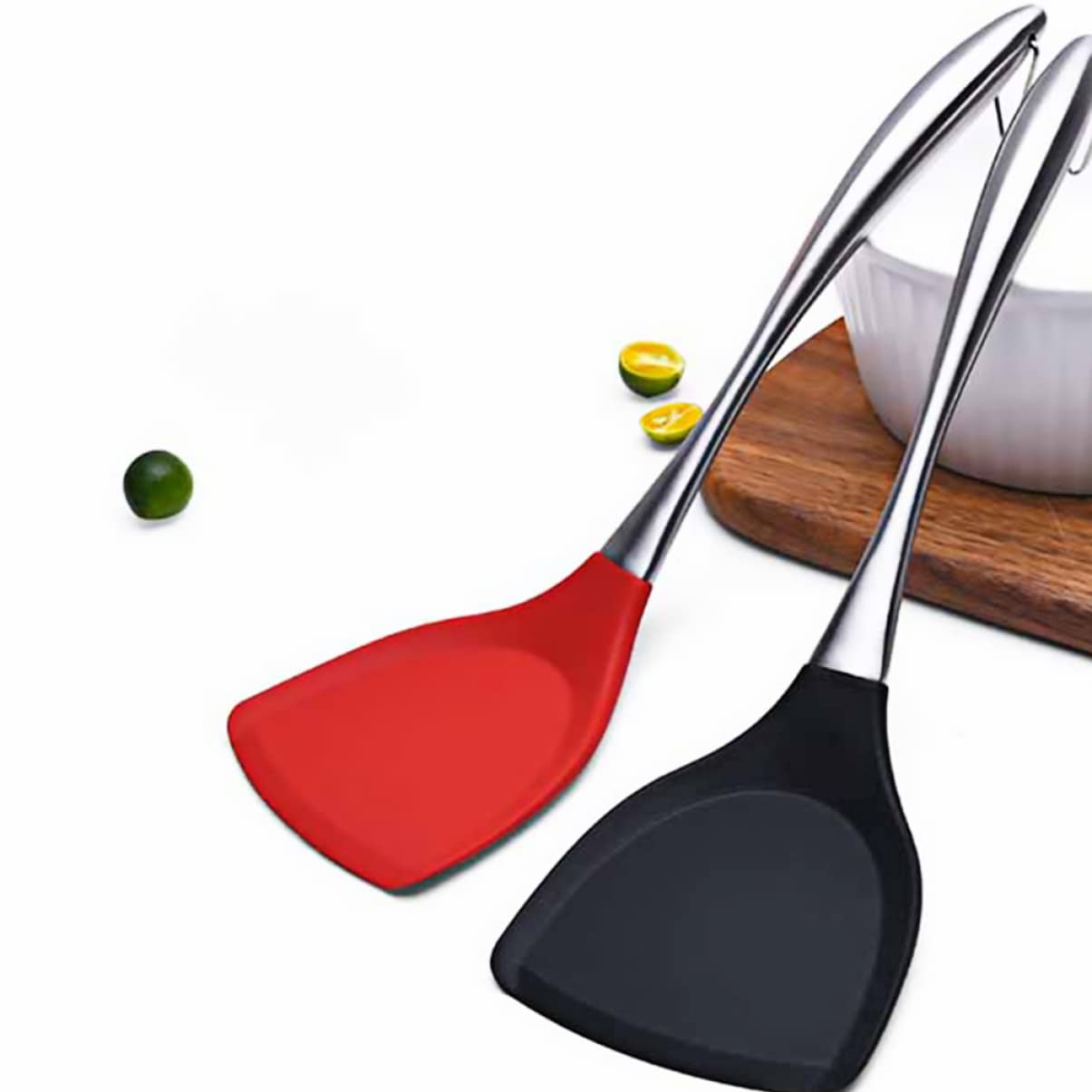 Amosfun 3piezas Espátula De Silicona Mango Inoxidable Herramienta De Cocina Antiadherente Para Pancakes y Utensilios De Cocina Para Uso Doméstico y Profesional