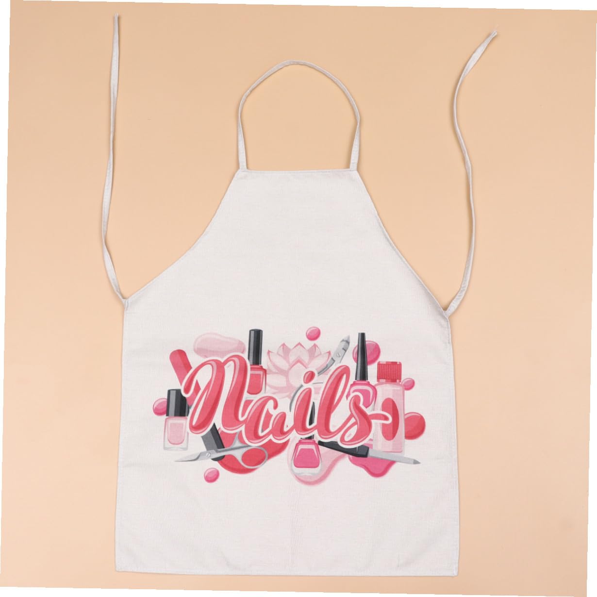 VANZACK Delantal Presa de Algodón y Lino Reutilizable y Anti-manchas Estampado de Esmalte de Uñas Adecuado para Cocina y Comedor en Casa